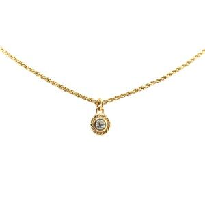 Dior Gold Plated Round Rhinestone Pendant Necklace